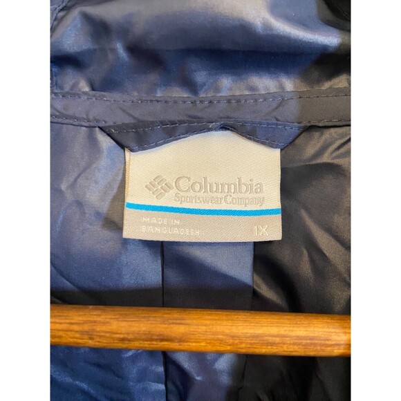 Columbia Women's Jacket Sz 1X Blue White Hooded Logo Flash Forward Windbreaker - Picture 13 of 15